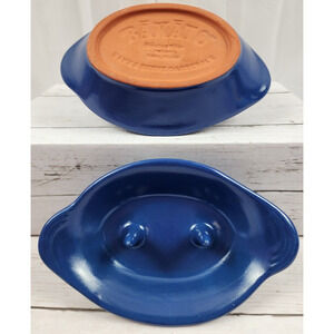 Bakato Christian Ridge Pottery Bake & Serve Baked Potato Dish, Blue/Terra Cota